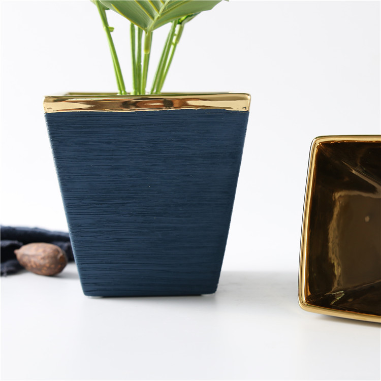 Gold Plating Ceramic Home Decoration Wholesale Fine Ceramic Plant Pot
