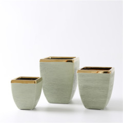 New Design Factory Price High Quality Custom Logo Gold Intersperse Ceramic Plant Pot for Home Decor