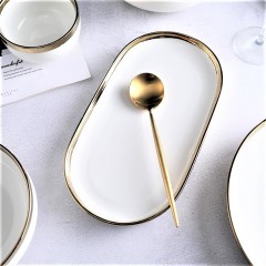 White Small Round Dish 9 cm Ceramic Dinner Dish Gold-plating Porcelain Tableware Modern Family Hotel Restaurant Dinnerware