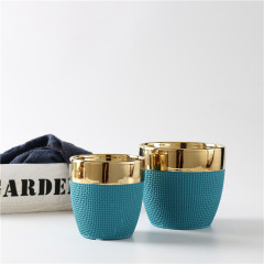 Hessian Embossed Modern Luxury Hotel Ornaments High Quality Ceramic Flower Pots for Wedding Decoration
