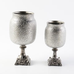 Fashion Luxury Silver Flower Vase Ceramic Vase Round Shape Tabletop Vase European Style Home Restaurant Wedding Hotel Decoration