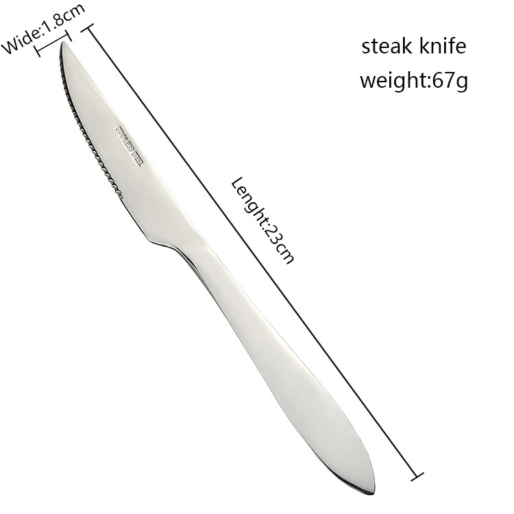 Hot selling stainless steel restaurant kitchen home party tableware table knife steak knife dessert knife