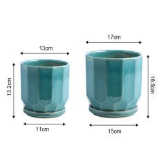Ceramic Succulent Flower Pot with Tray Indoor and Outdoor Decorative Flower Pot