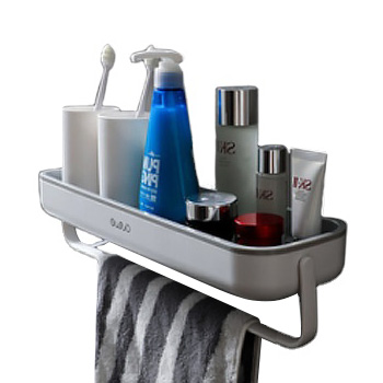 Shower Room With Adhesive Plastic Space Shower Rack Wall-Mounted Storage Rack With Towel Bar Durable Kitchen storage holholders
