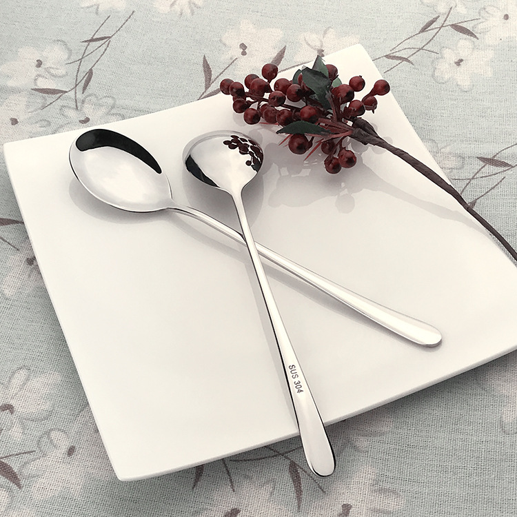 Korean 304 stainless steel spoon Japanese and Korean style ice spoon coffee stirring spoon