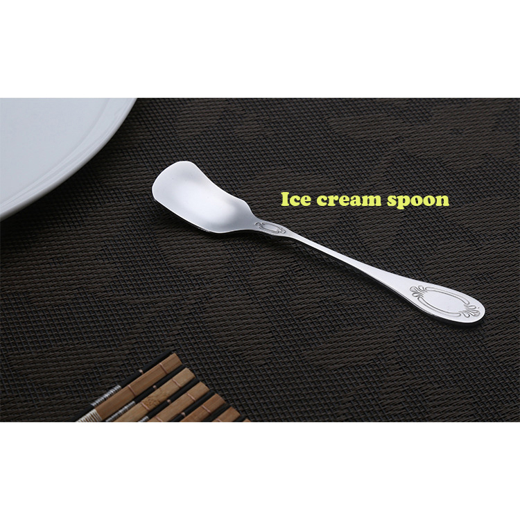 Chinese hot selling stainless steel tableware pattern spoons for ice cream