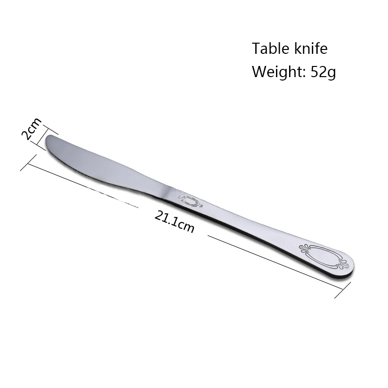 Chinese high quality stainless steel western restaurant knife with pattern