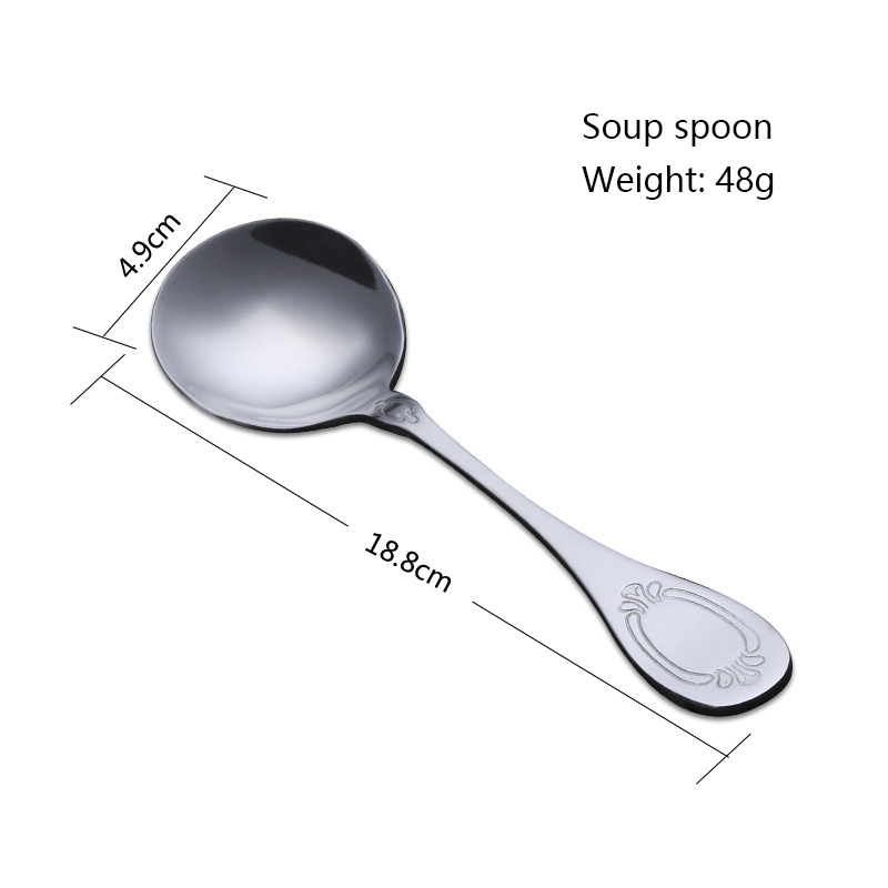 Stainless steel western fancy hotel cafes restaurant round soup spoon