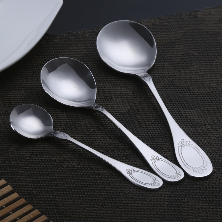 Stainless steel western fancy hotel cafes restaurant round soup spoon