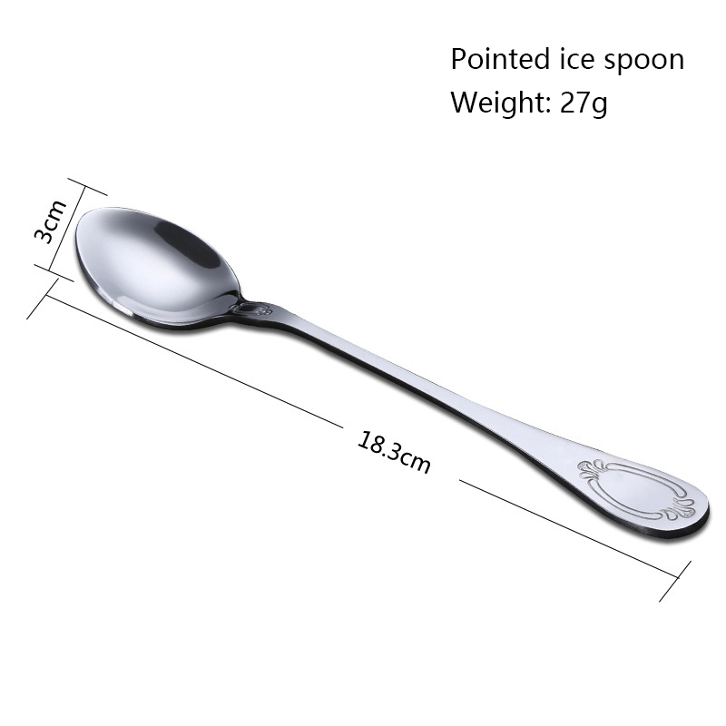 China stainless steel tableware pattern long handle ice cream tea spoon
