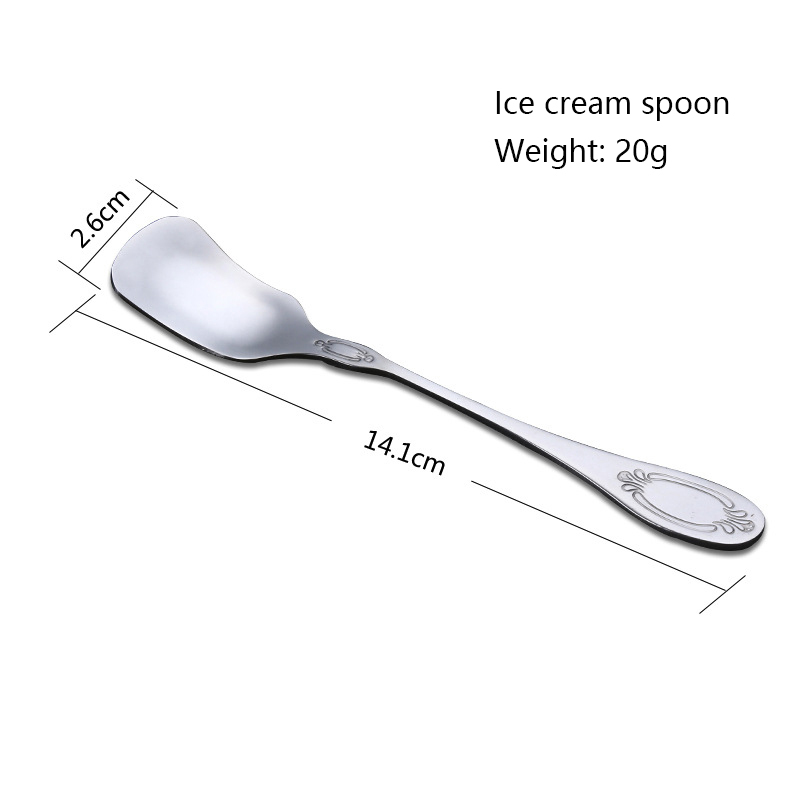 Chinese hot selling stainless steel tableware pattern spoons for ice cream