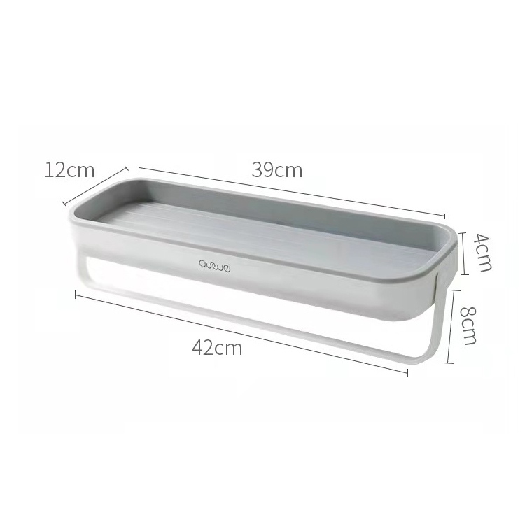 Shower Room With Adhesive Plastic Space Shower Rack Wall-Mounted Storage Rack With Towel Bar Durable Kitchen storage holholders
