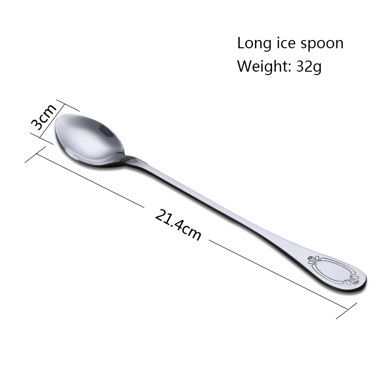 China stainless steel tableware long handle ice cream tea coffee spoon