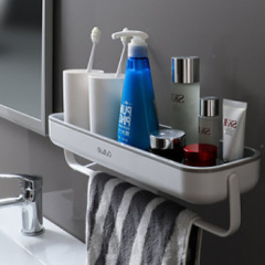 Shower Room With Adhesive Plastic Space Shower Rack Wall-Mounted Storage Rack With Towel Bar Durable Kitchen storage holholders