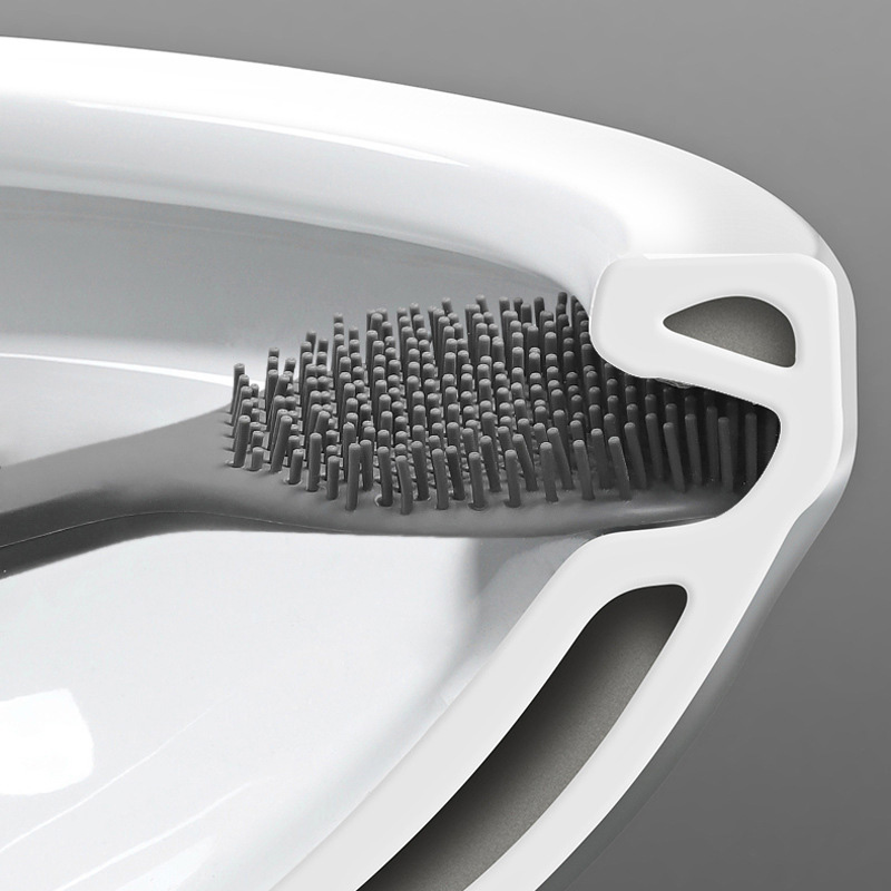 Cleaning bathroom household durable wall mounted stand silicone toilet brush bathroom accessories toilet set