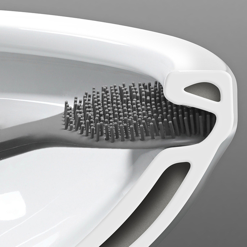 Cleaning bathroom household durable wall mounted stand silicone toilet brush bathroom accessories toilet set