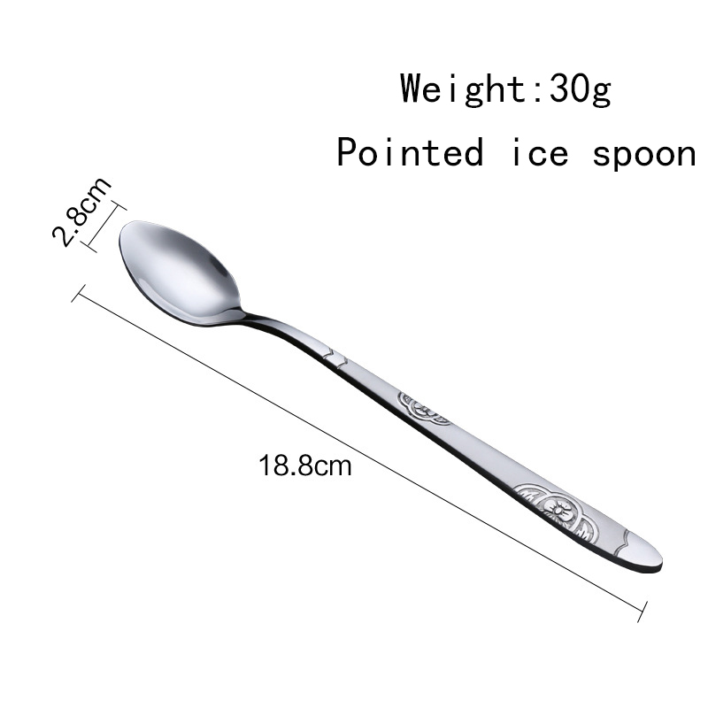 Cheap stainless steel afternoon tea long handle ice stir mixing spoon tableware spoon mirror polished silver