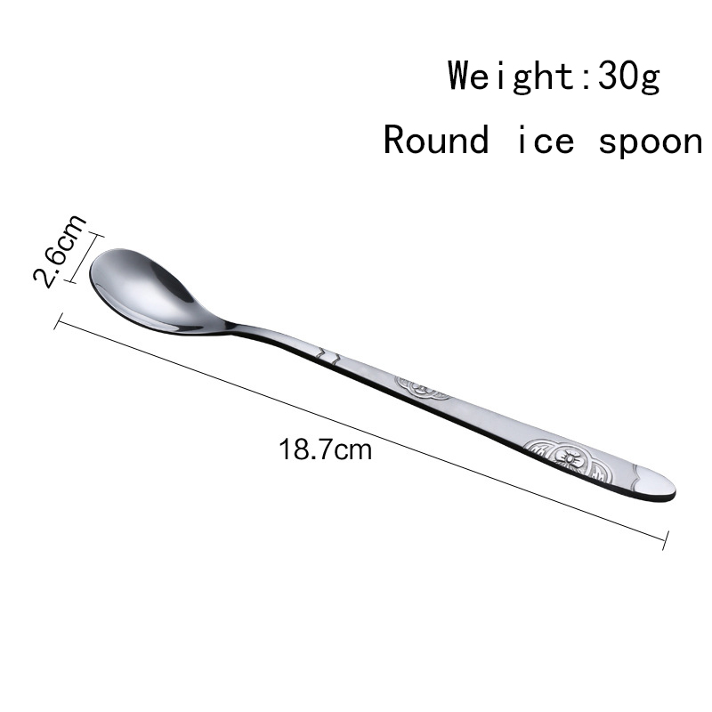 Cheap stainless steel hotel cafes restaurant long handle ice spoons mirror polished silver