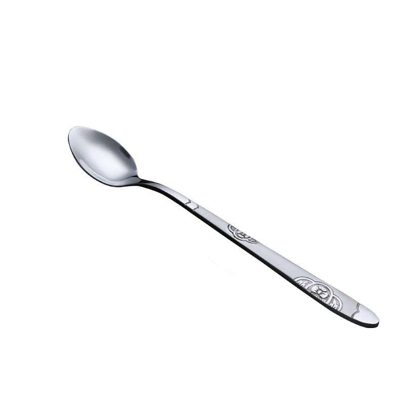 Cheap stainless steel afternoon tea long handle ice stir mixing spoon tableware spoon mirror polished silver