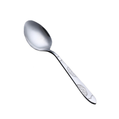 Cheap stainless steel western hotel home cafes restaurant tableware spoon with exquisite pattern
