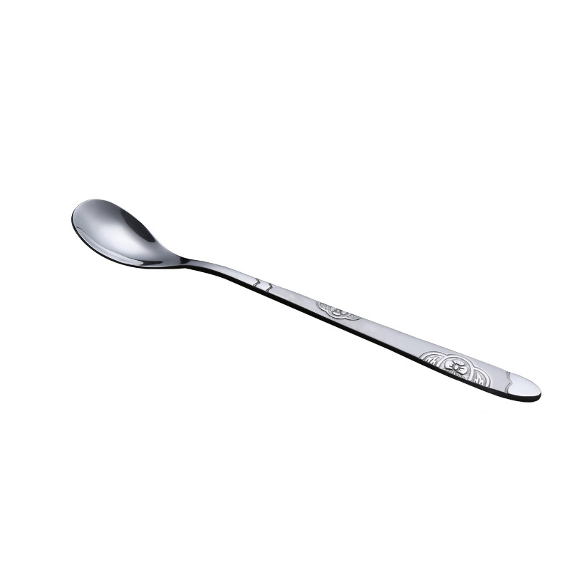 Cheap stainless steel hotel cafes restaurant long handle ice spoons mirror polished silver