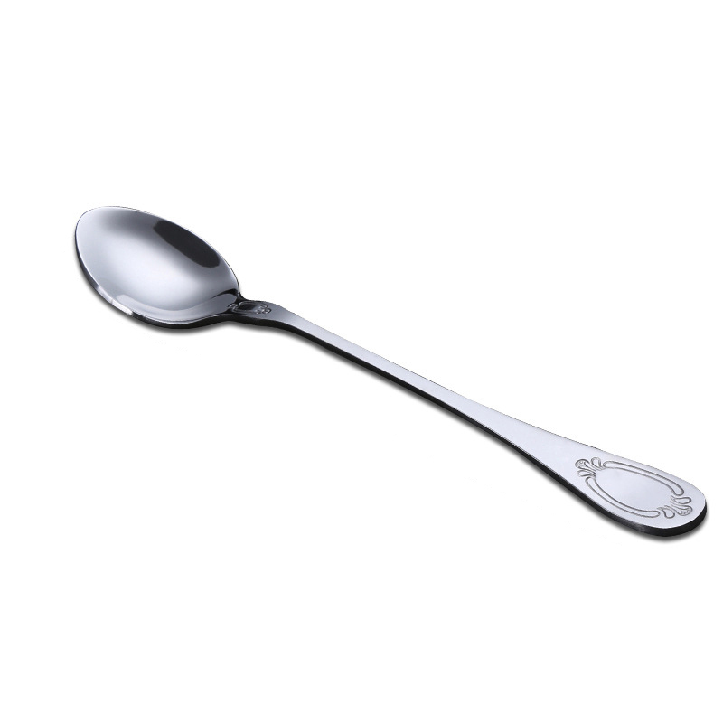 China stainless steel tableware pattern long handle ice cream tea spoon