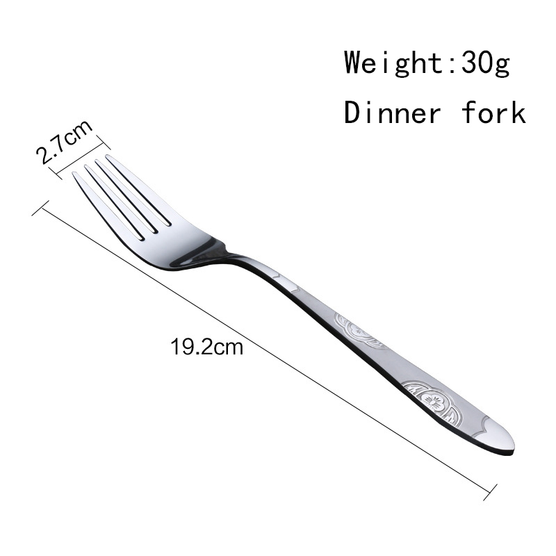 Stainless steel dinner fork custom unique design 410 stainless steel silver fork