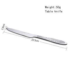 High quality cheap Western food steak home hotel table knives set stainless steel with rose pattern