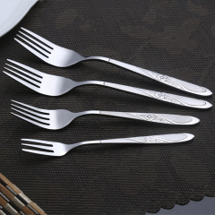 Stainless steel rose pattern pasta salad custom 410 stainless steel silver fork