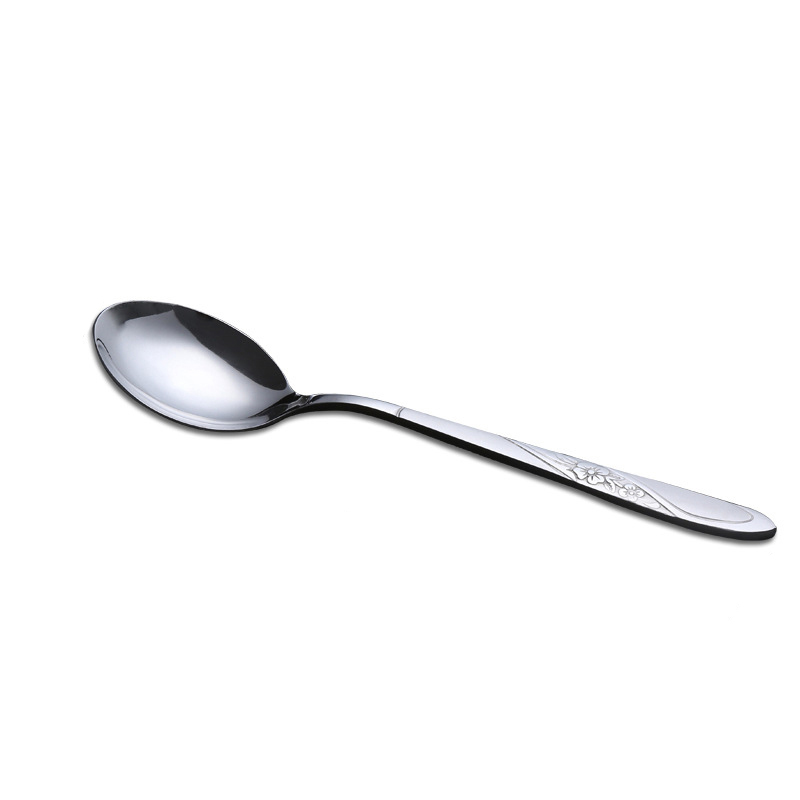 Stainless steel simple hotel home restaurant tableware soup spoon with rose pattern