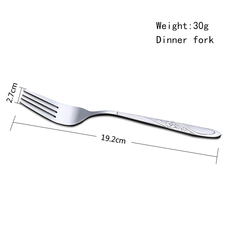 Stainless steel rose pattern pasta salad custom 410 stainless steel silver fork