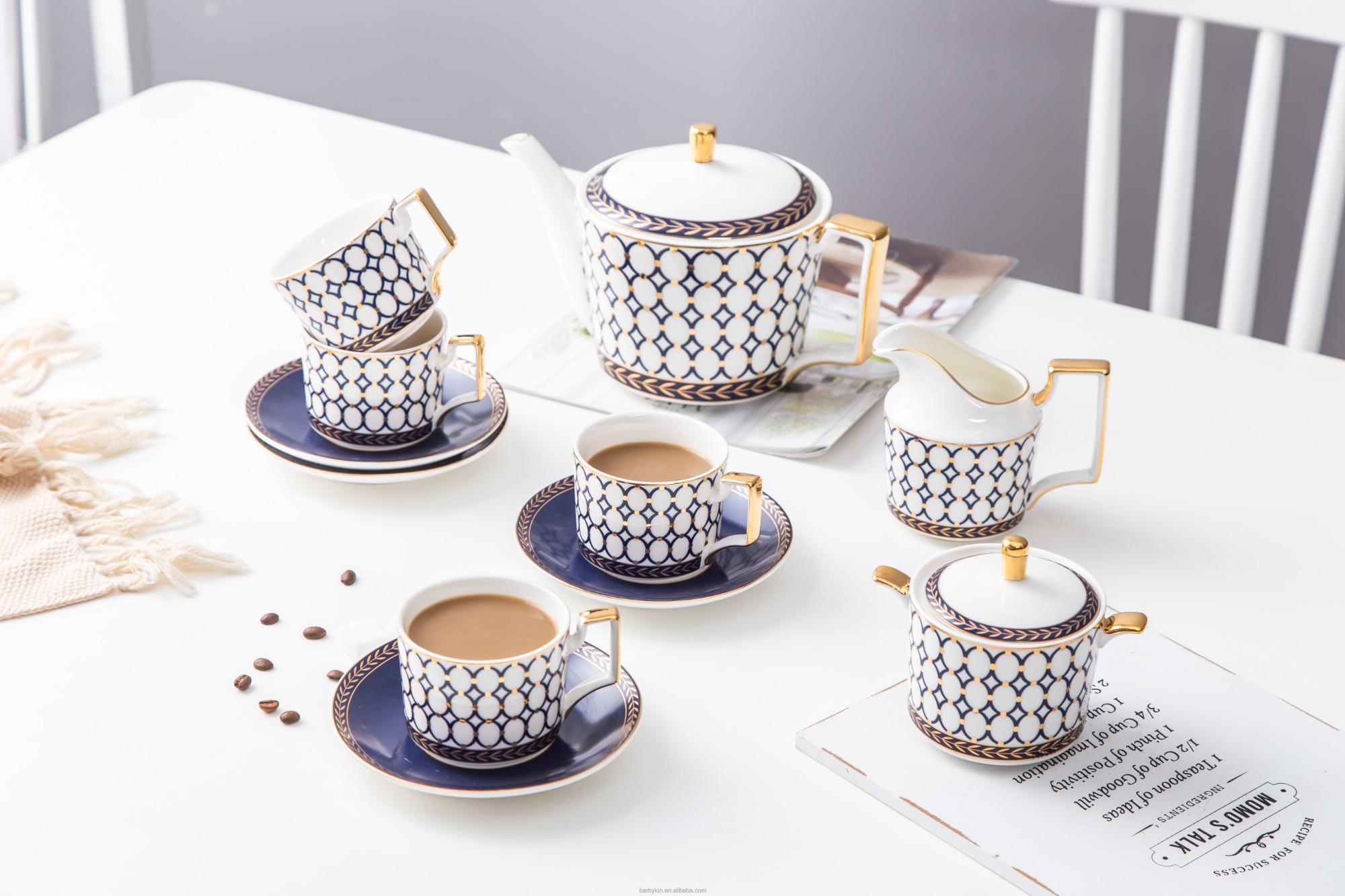 Modern Style Luxury Ceramic Coffee Cup Tea Cup And Saucer 11 Pcs Afternoon Tea Gift Set