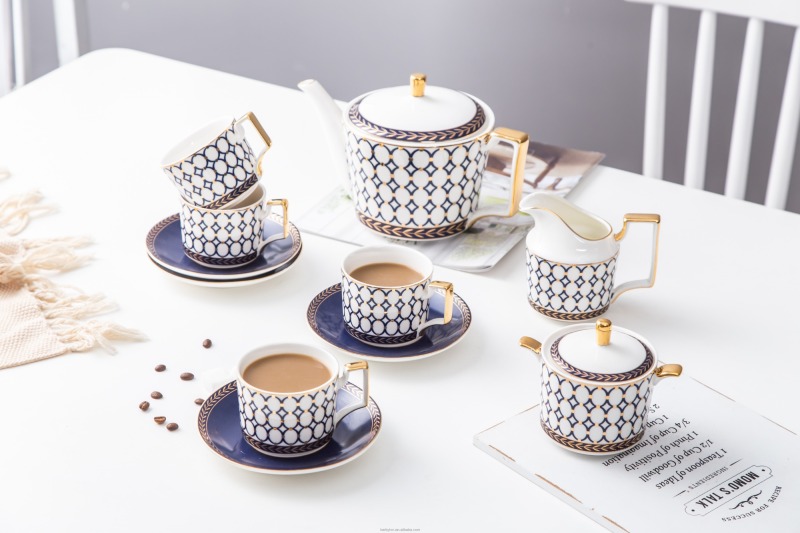Modern Style Luxury Ceramic Coffee Cup Tea Cup And Saucer 11 Pcs Afternoon Tea Gift Set