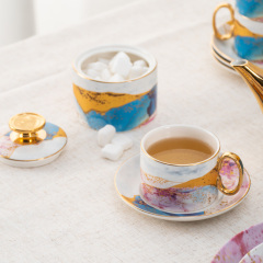 Nordic Luxury Art Design Ceramic Coffee Cup Tea Cup And Saucer 11 Pcs Afternoon Tea Gift Set