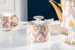 European Luxury Golden Handle Ceramic Coffee Cup Tea Cup And Saucer 11 Pcs Home Cafe Gift Set