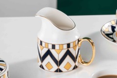 European Royal Design Gold Plating Ceramic Coffee Cup Tea Cup And Saucer 11 Pcs Home Cafe Gift Set