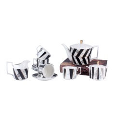 Nordic Marble Gold Plating Ceramic Coffee Cup Tea Cup And Saucer 11 Pcs Home Cafe Gift Set