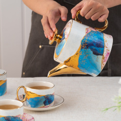 Nordic Luxury Art Design Ceramic Coffee Cup Tea Cup And Saucer 11 Pcs Afternoon Tea Gift Set