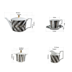 Nordic Marble Gold Plating Ceramic Coffee Cup Tea Cup And Saucer 11 Pcs Home Cafe Gift Set