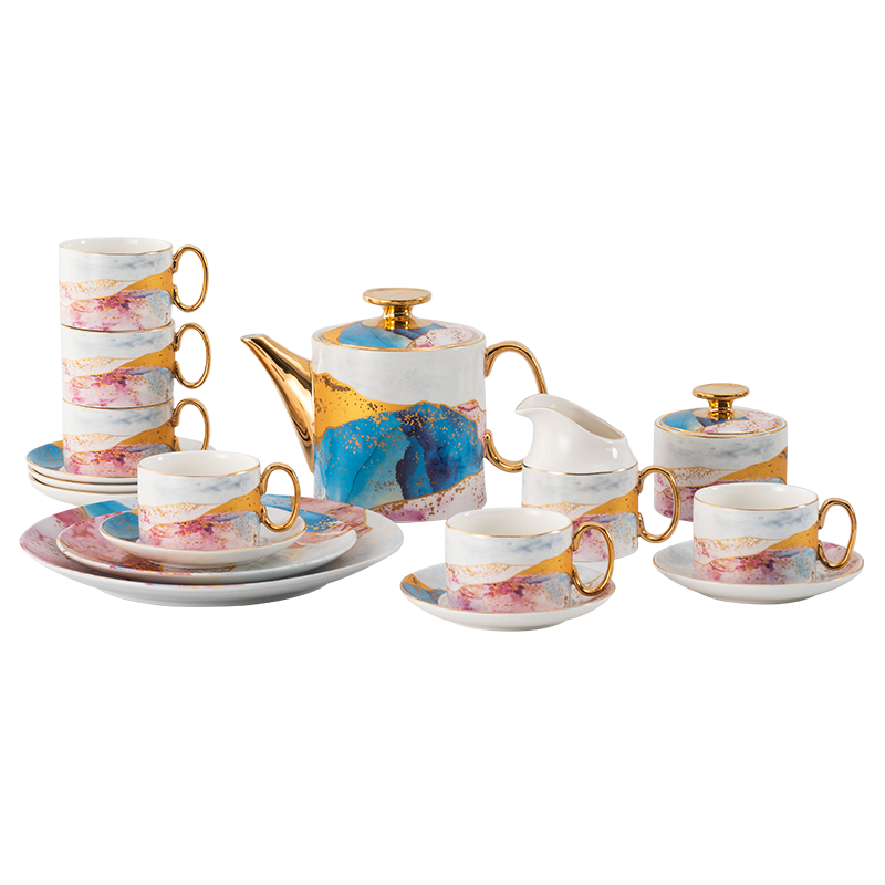 Nordic Luxury Art Design Ceramic Coffee Cup Tea Cup And Saucer 11 Pcs Afternoon Tea Gift Set