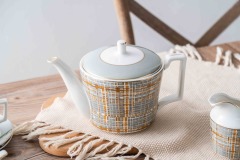 Nordic Luxury Gold Line Ceramic Coffee Cup Tea Cup And Saucer 11 Pcs Afternoon Tea Set