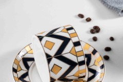European Royal Design Gold Plating Ceramic Coffee Cup Tea Cup And Saucer 11 Pcs Home Cafe Gift Set