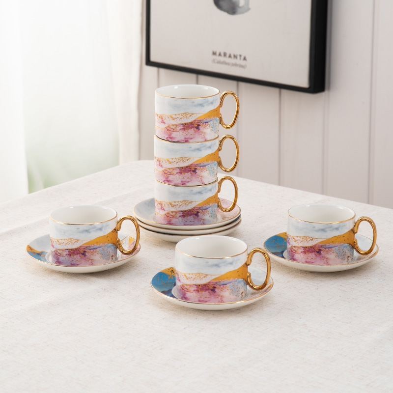 Nordic Luxury Art Design Ceramic Coffee Cup Tea Cup And Saucer 11 Pcs Afternoon Tea Gift Set