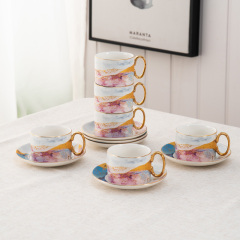 Nordic Luxury Art Design Ceramic Coffee Cup Tea Cup And Saucer 11 Pcs Afternoon Tea Gift Set