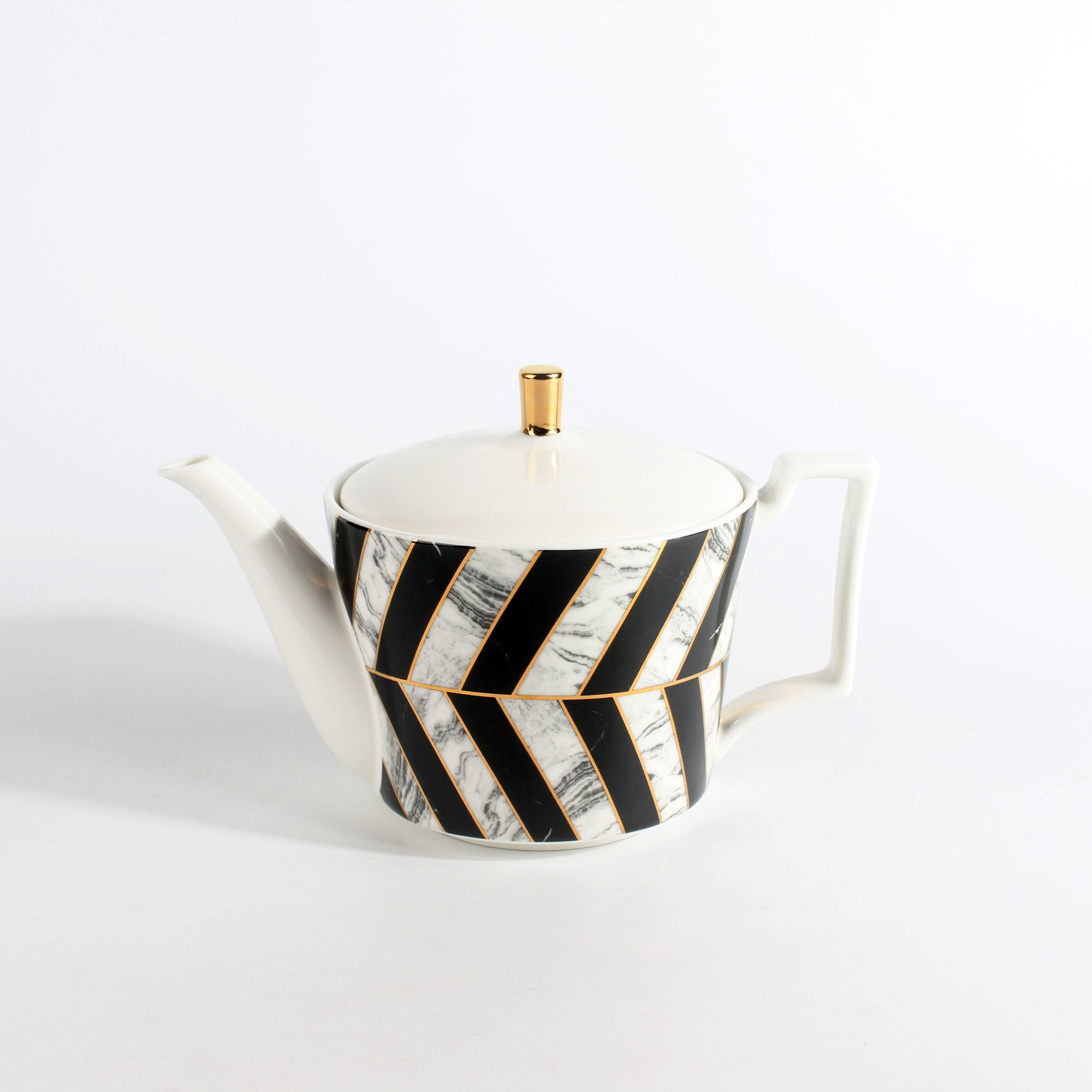 Nordic Marble Gold Plating Ceramic Coffee Cup Tea Cup And Saucer 11 Pcs Home Cafe Gift Set