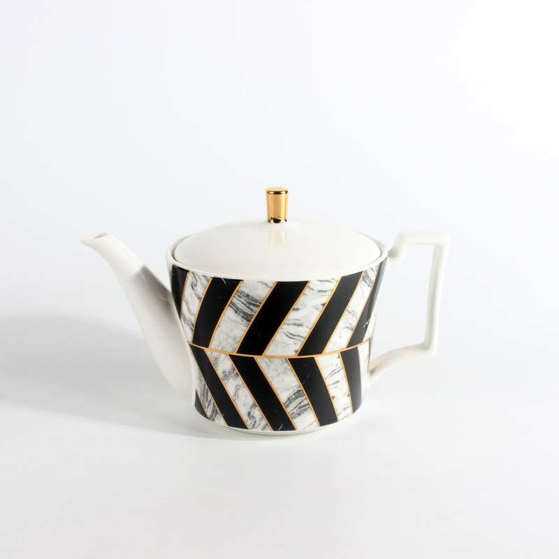 Nordic Marble Gold Plating Ceramic Coffee Cup Tea Cup And Saucer 11 Pcs Home Cafe Gift Set