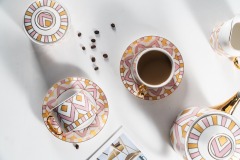 European Luxury Golden Handle Ceramic Coffee Cup Tea Cup And Saucer 11 Pcs Home Cafe Gift Set