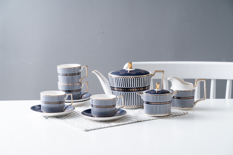 European Luxury Ceramic Coffee Cup Tea Cup And Saucer 11 Pcs Afternoon Tea Set