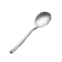 Long handle large thickening stainless steel mirror polished silver serving spoon restaurant hotel tableware