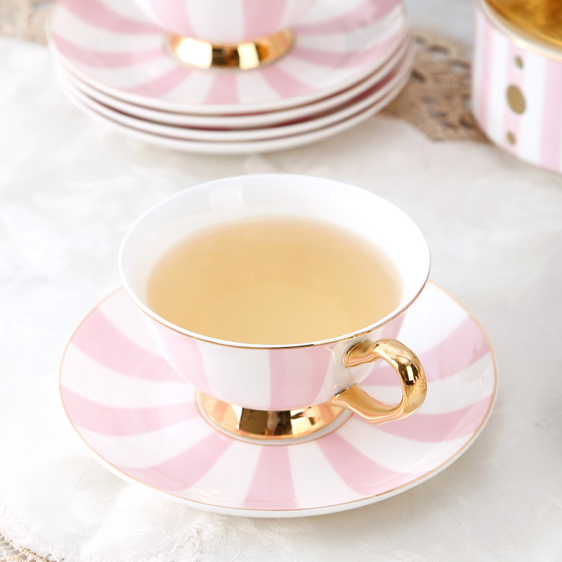 Nordic Stripe Polka Dot Design Ceramic Coffee Cup And Saucer 12 Pcs Afternoon Tea Gift Set